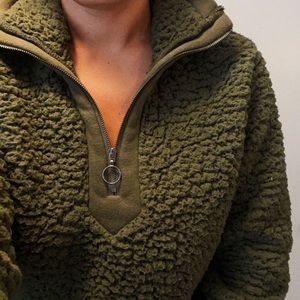 Cozy Olive Green Sherpa